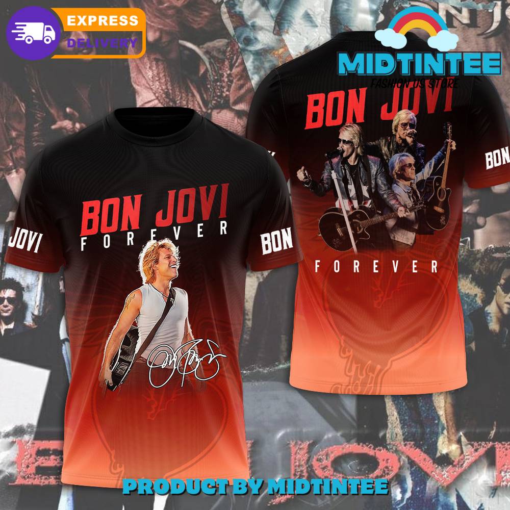 Bon Jovi Forever Black Orange Shirt 30Uf094569 – Utopia Fashion