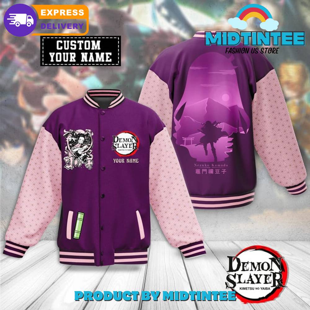 Demon Slayer Nezuko Kamado Custom Name Baseball Jacket 30Uf092137 – Utopia Fashion