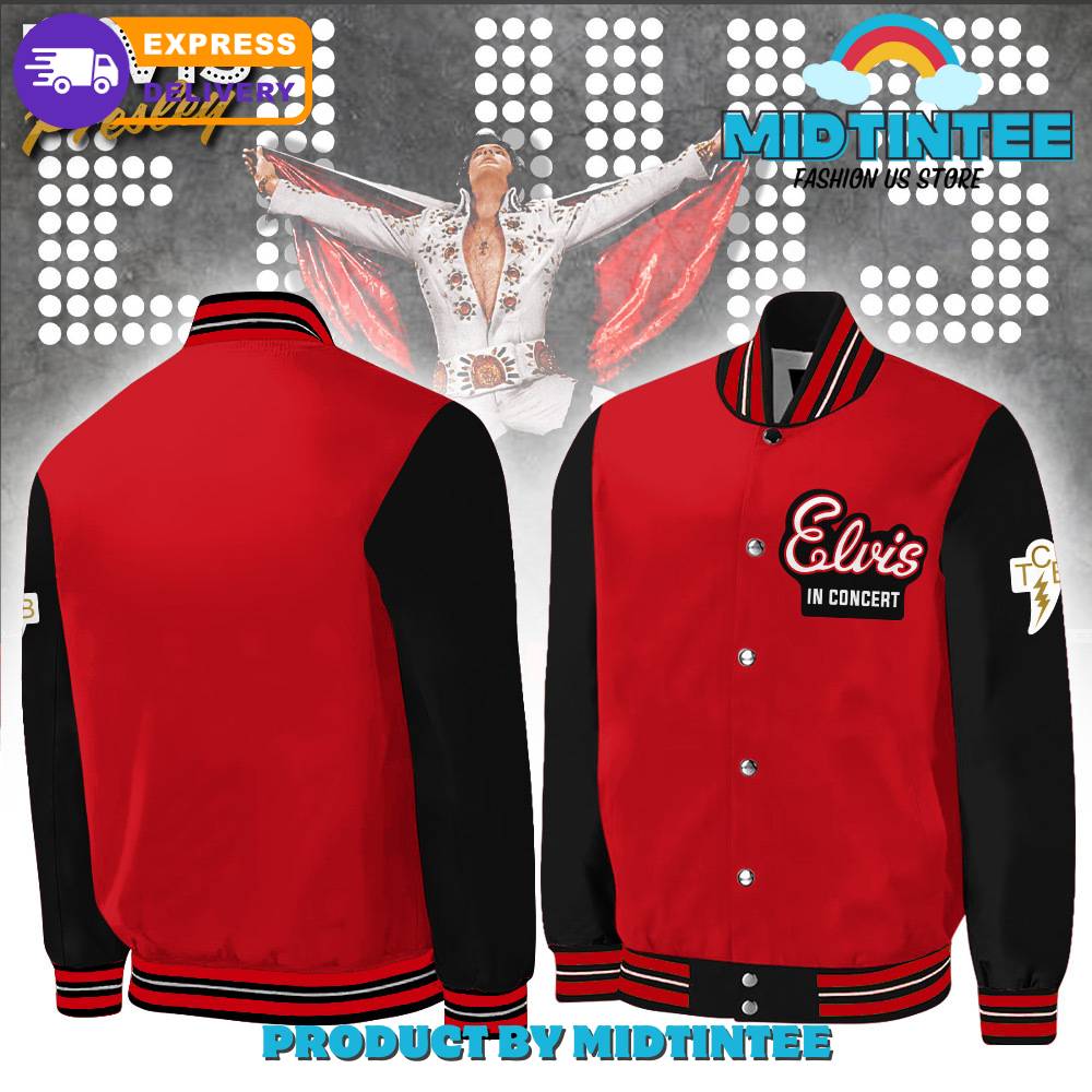 Elvis Presley In Concert Red And Black Baseball Jacket 30Uf092169 – Utopia Fashion