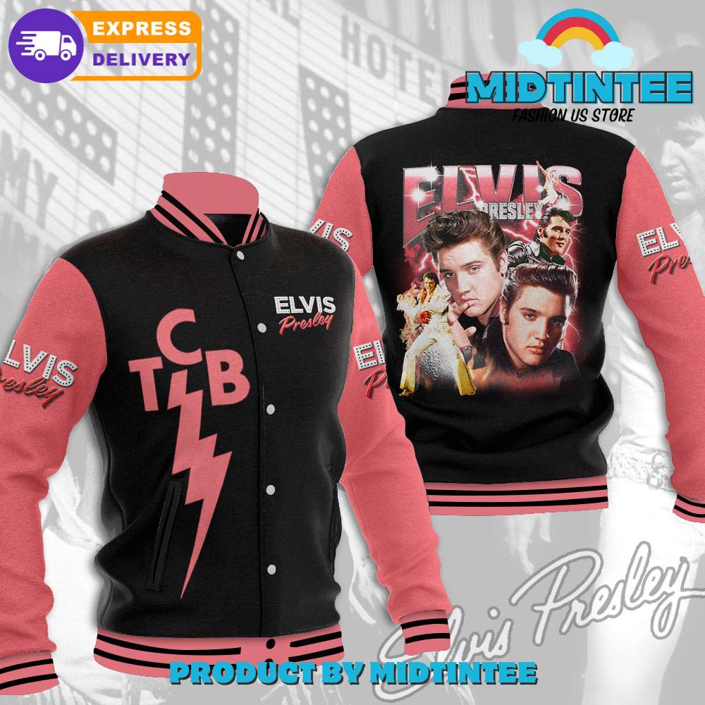 Elvis Presley King Of Rock N Roll Pink Baseball Jacket 30Uf092170 – Utopia Fashion