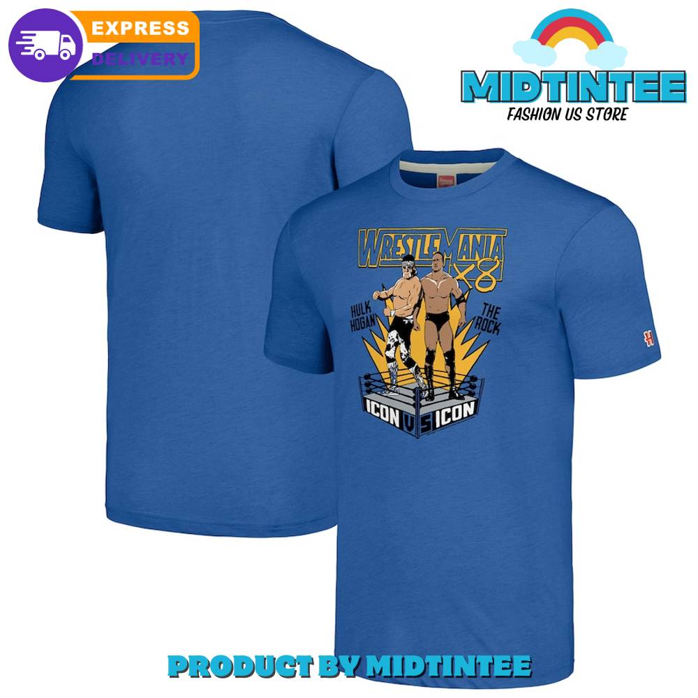 Homage Heather Blue Wrestlemania X8 Hulk Hogan Vs The Rock T-Shirt 30Uf094836 – Utopia Fashion