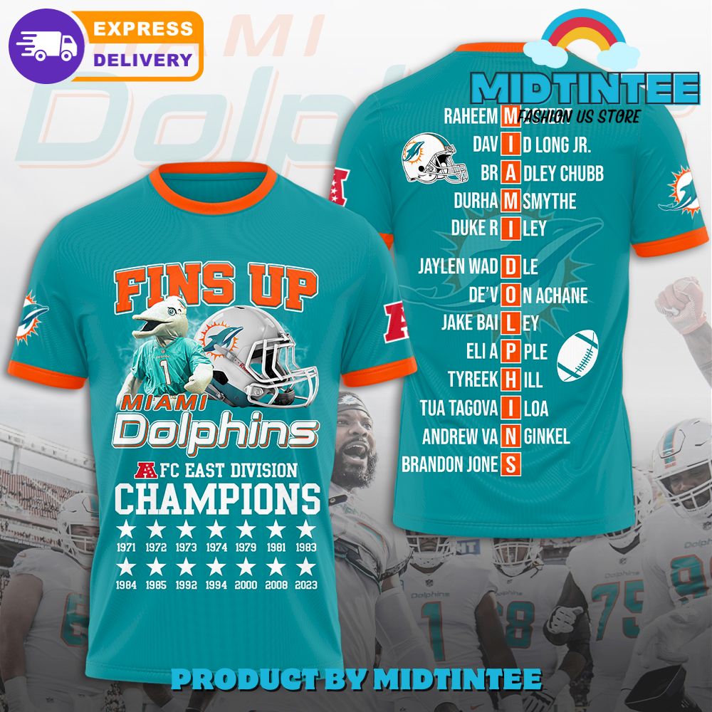 Miami Dolphins Fins Up Champions 3D T-Shirt 30Uf095004 – Utopia Fashion