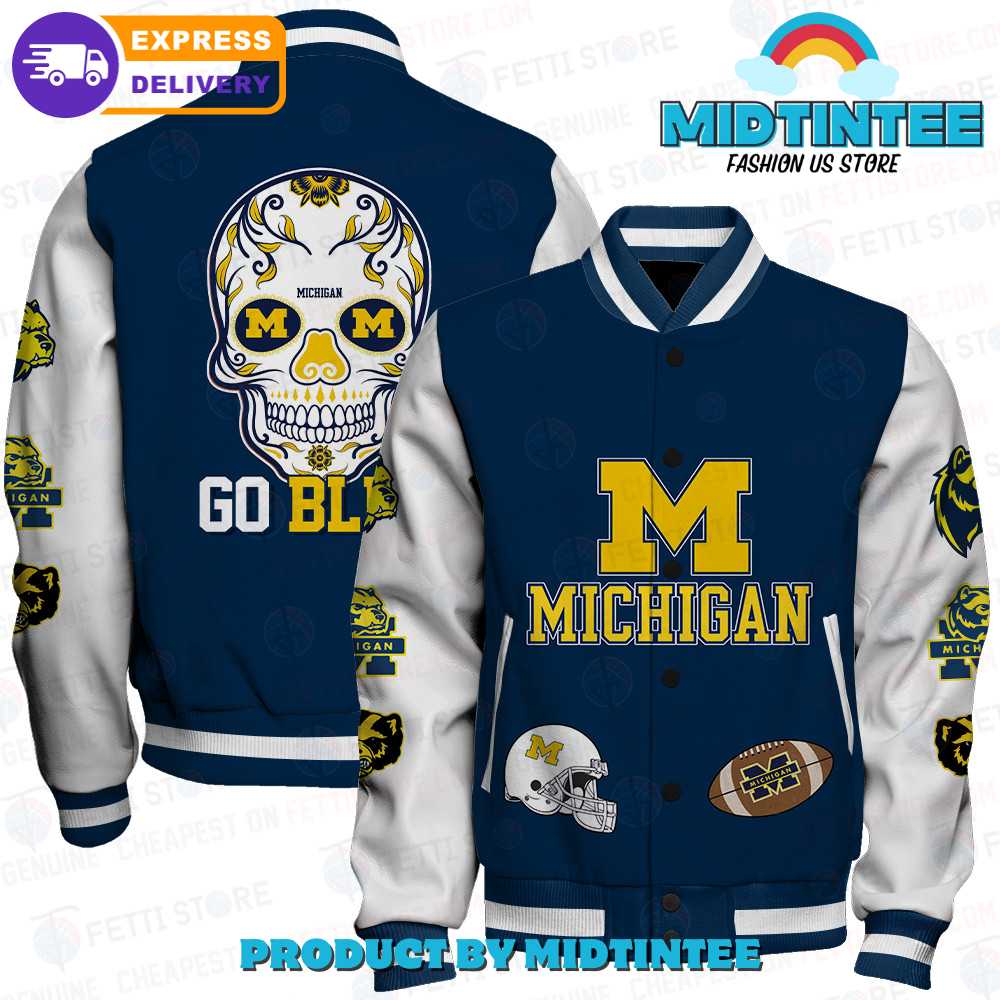 Michigan Wolverines Ncaa Football Skull Varsity Jacket 30Uf092343 – Utopia Fashion