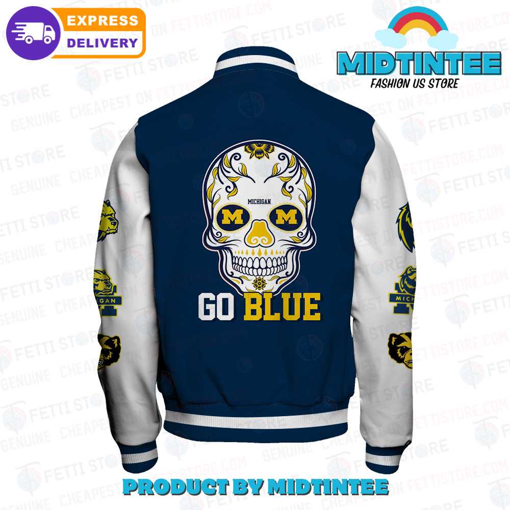 Michigan Wolverines Ncaa Football Skull Varsity Jacket 30Uf092343 – Utopia Fashion