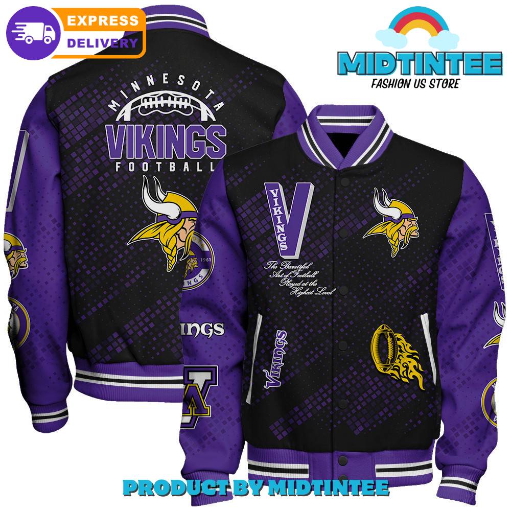 Minnesota Vikings Nfl Pattern Baseball Jacket 30Uf092352 – Utopia Fashion