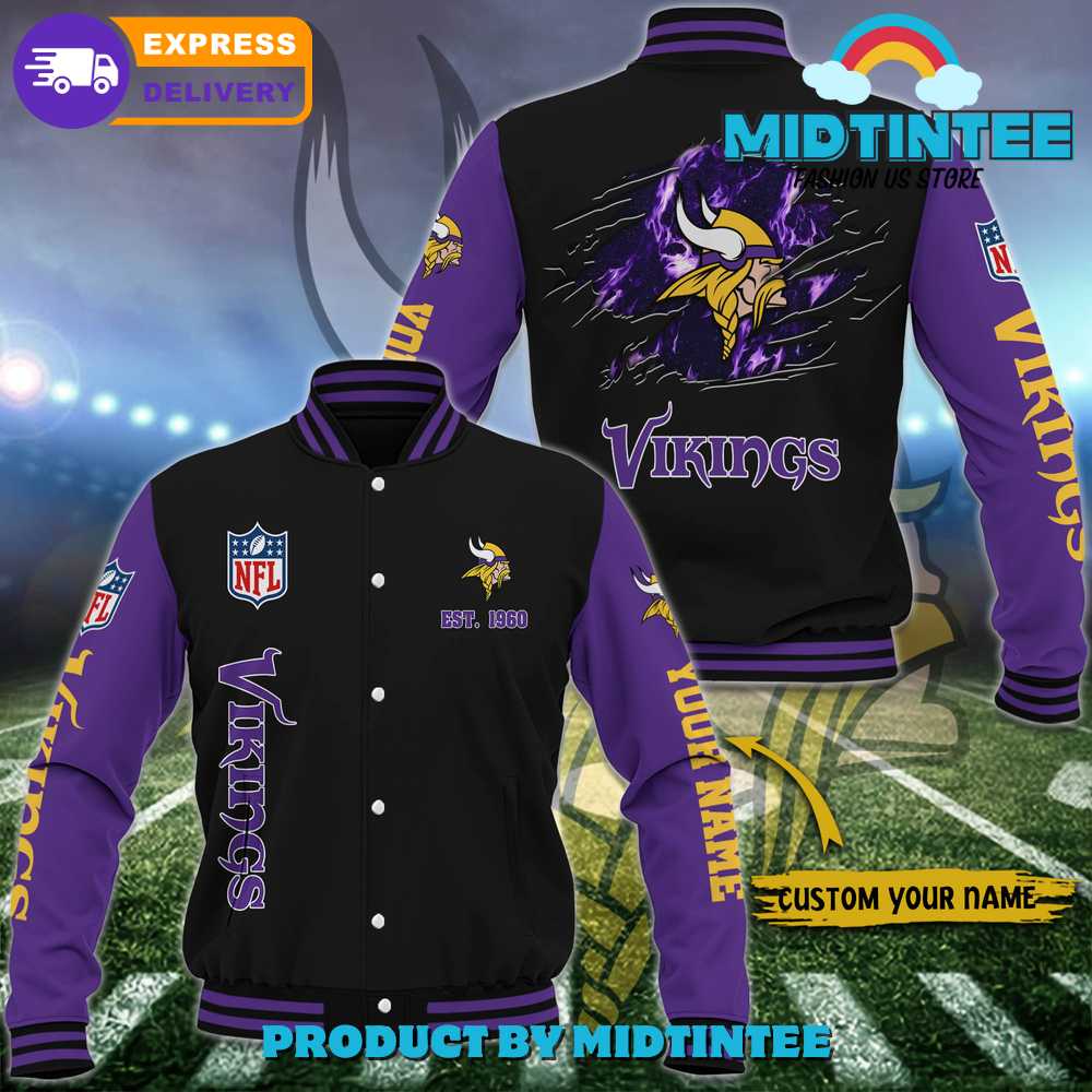 Minnesota Vikings Nfl Custom Name Baseball Jacket 30Uf092353 – Utopia Fashion