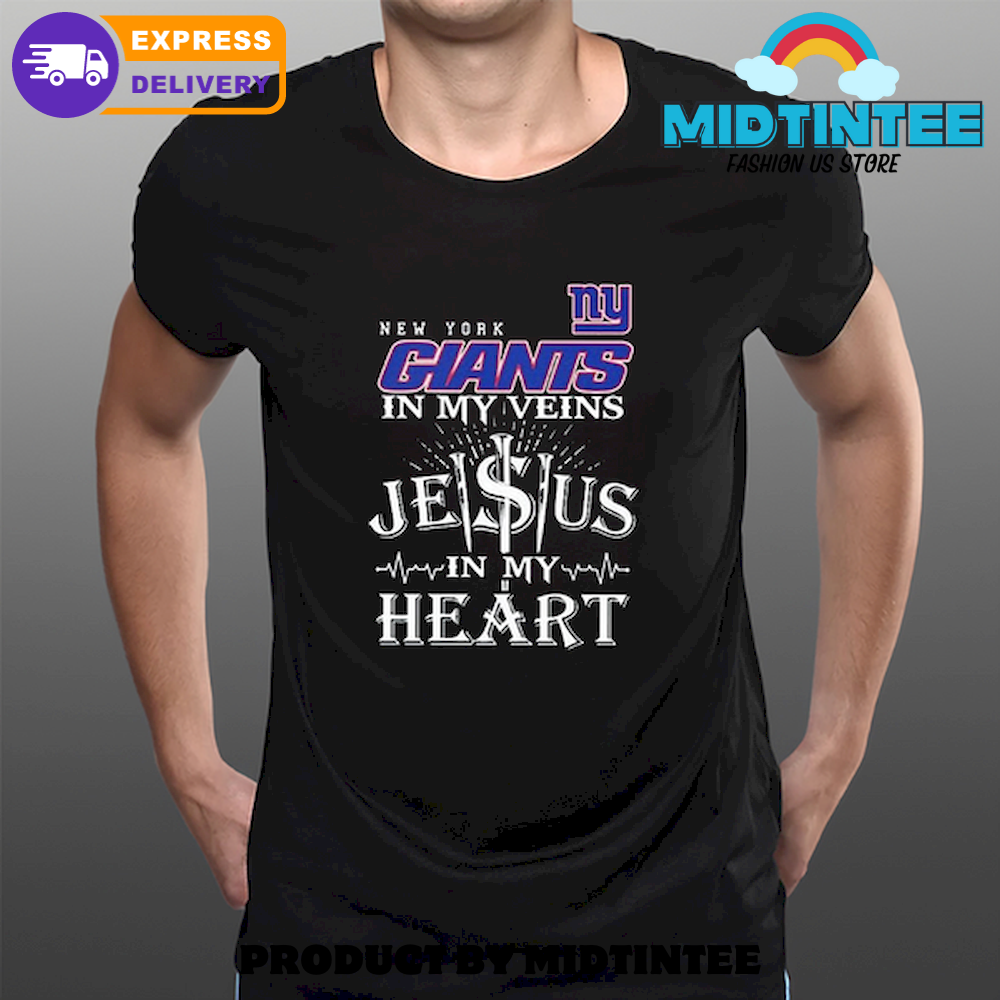 New York Giants In My Veins Jesus In My Heart Tshirt 30Uf094165 – Utopia Fashion