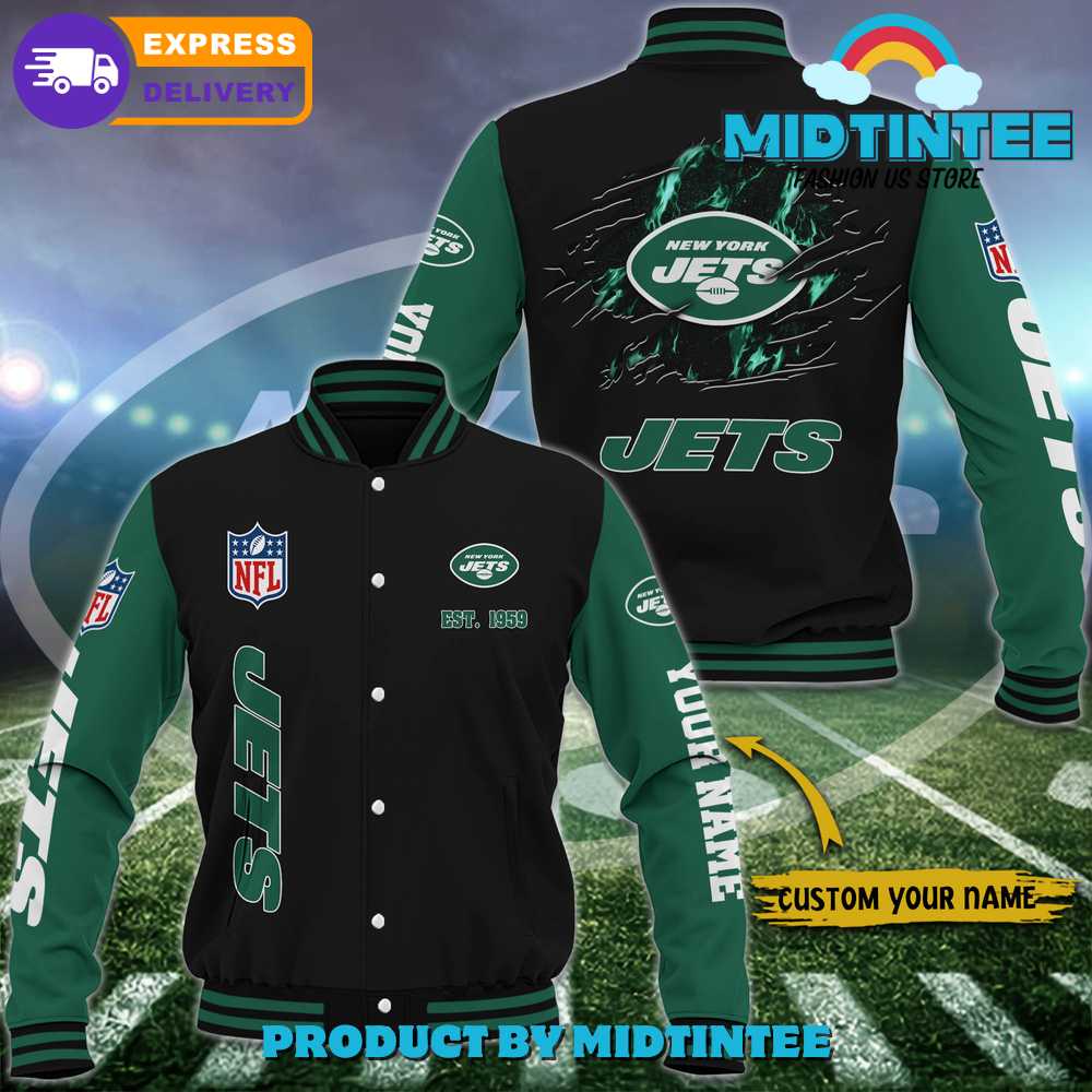 New York Jets Nfl Custom Name Baseball Jacket 30Uf092389 – Utopia Fashion