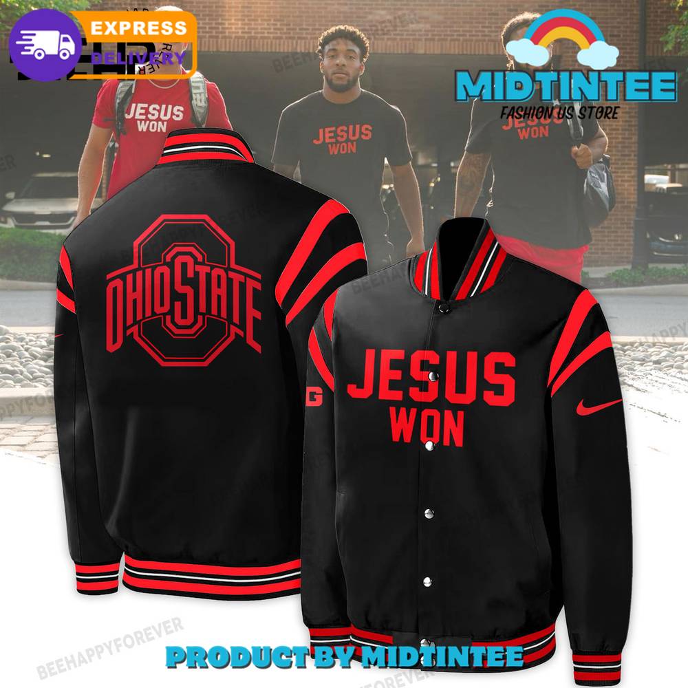 Ohio State Buckeyes Jesus Won Black Nike Baseball Jacket 30Uf092417 – Utopia Fashion