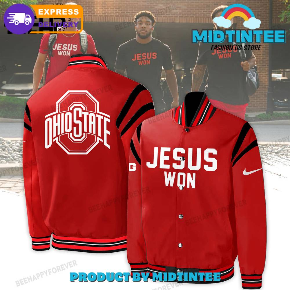 Ohio State Buckeyes Jesus Won Red Nike Baseball Jacket 30Uf092418 – Utopia Fashion