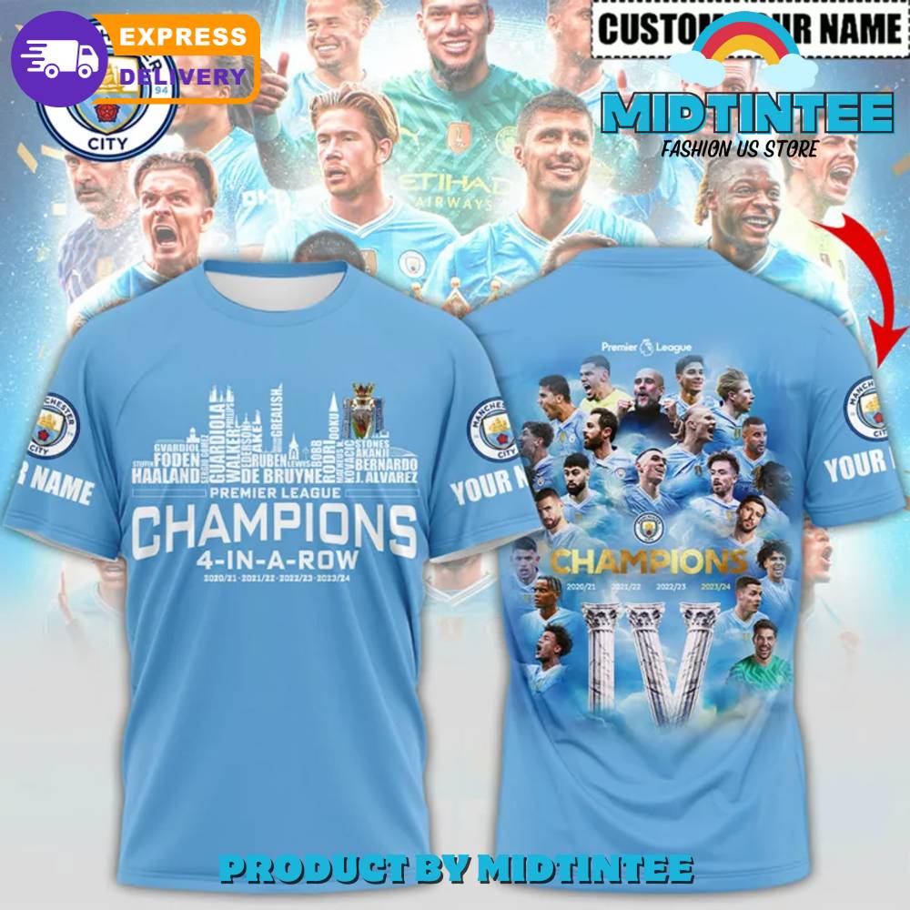 Personalized Manchester City Champions 4-In-A-Row T-Shirt 30Uf095242 – Utopia Fashion