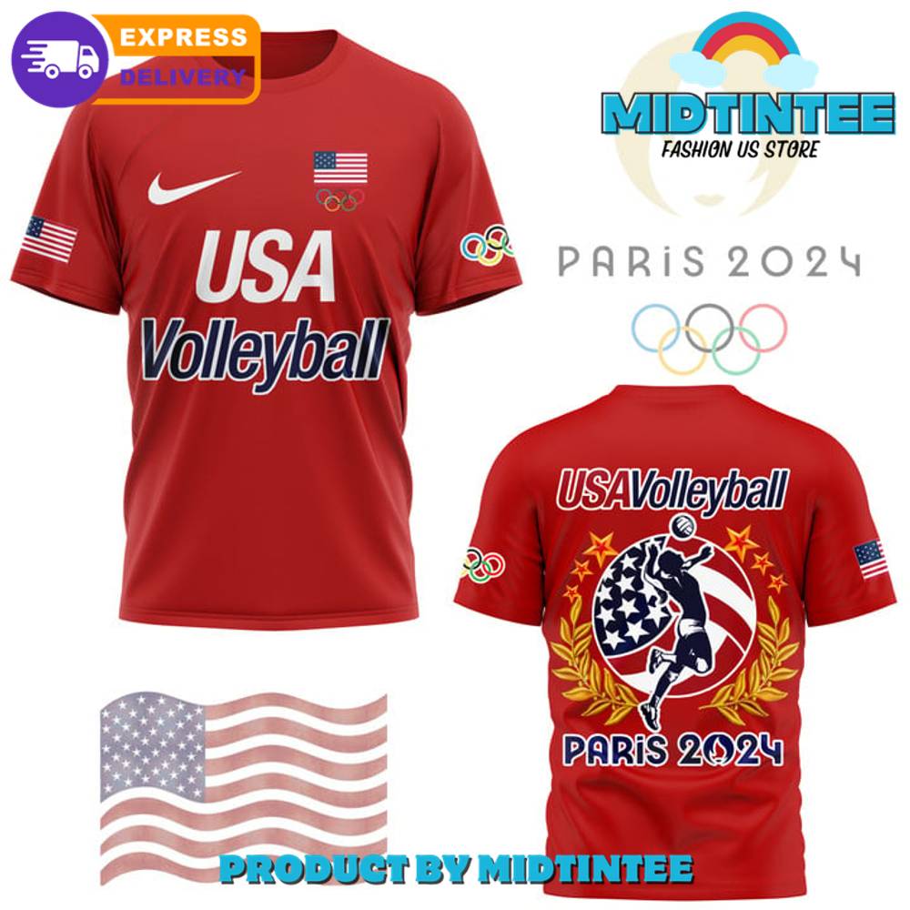 Usa Volleyball Olympic Paris Nike Red Shirt 30Uf095529 – Utopia Fashion